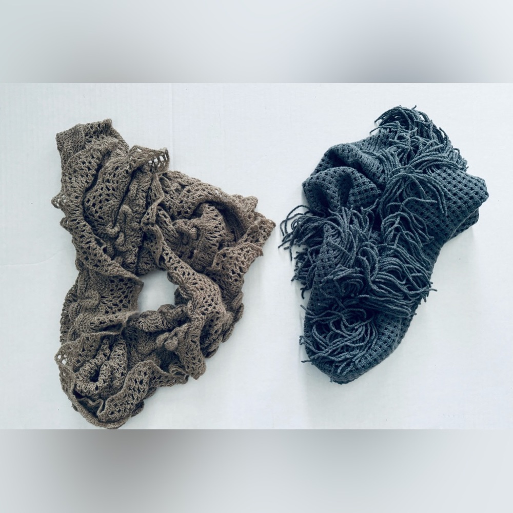 Beige & Gray Infinity Winter Scarves EUC